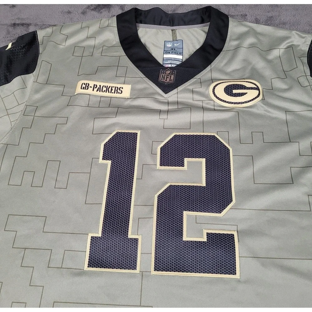 Nike Green Bay Packers Aaron Rodgers NFL Salute To Service On Field Jersey Sz XL